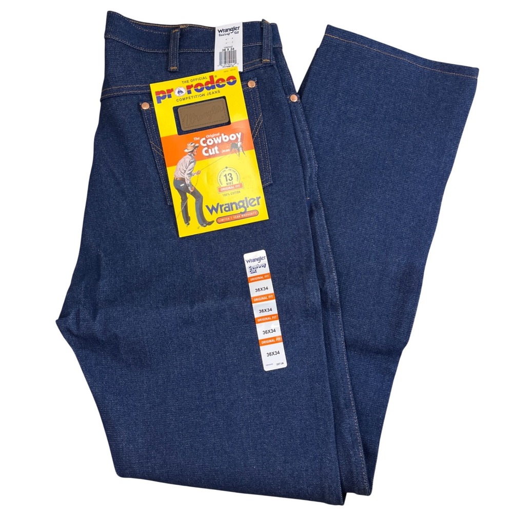 Wrangler Mens Cowboy Cut‎ Original Fit Jeans Dark Wash 36x34